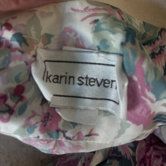 Karin Stevens Vintage 80s Rose Cottage Floral Lace Collar Shirtwaist Dress - Picture 4 of 16